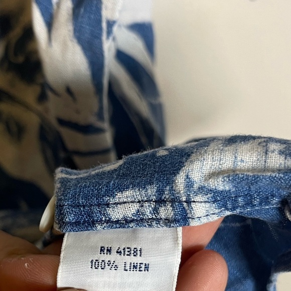 Polo Ralph Lauren 1/2 Button Hawaiian Shirt Mens small Linen Floral Button Down - Picture 4 of 5